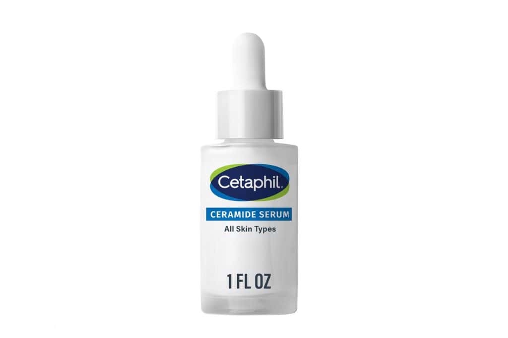 A white bottle with a dropper. The bottle reads, "Cetaphil"
