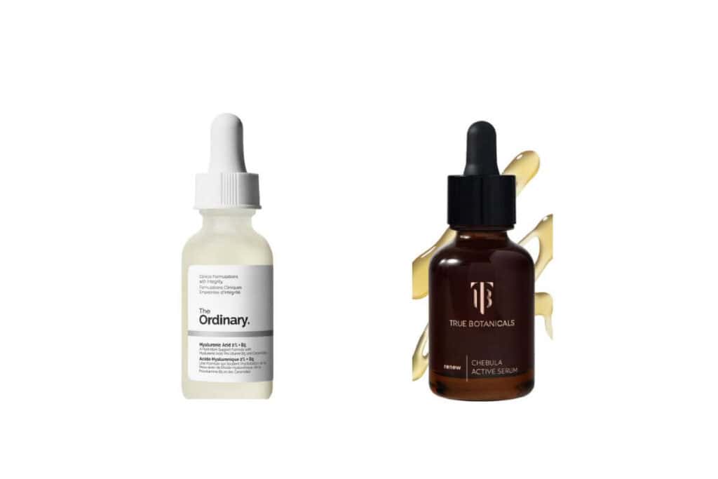 Bottles of skincare products for beginner skincare routine.