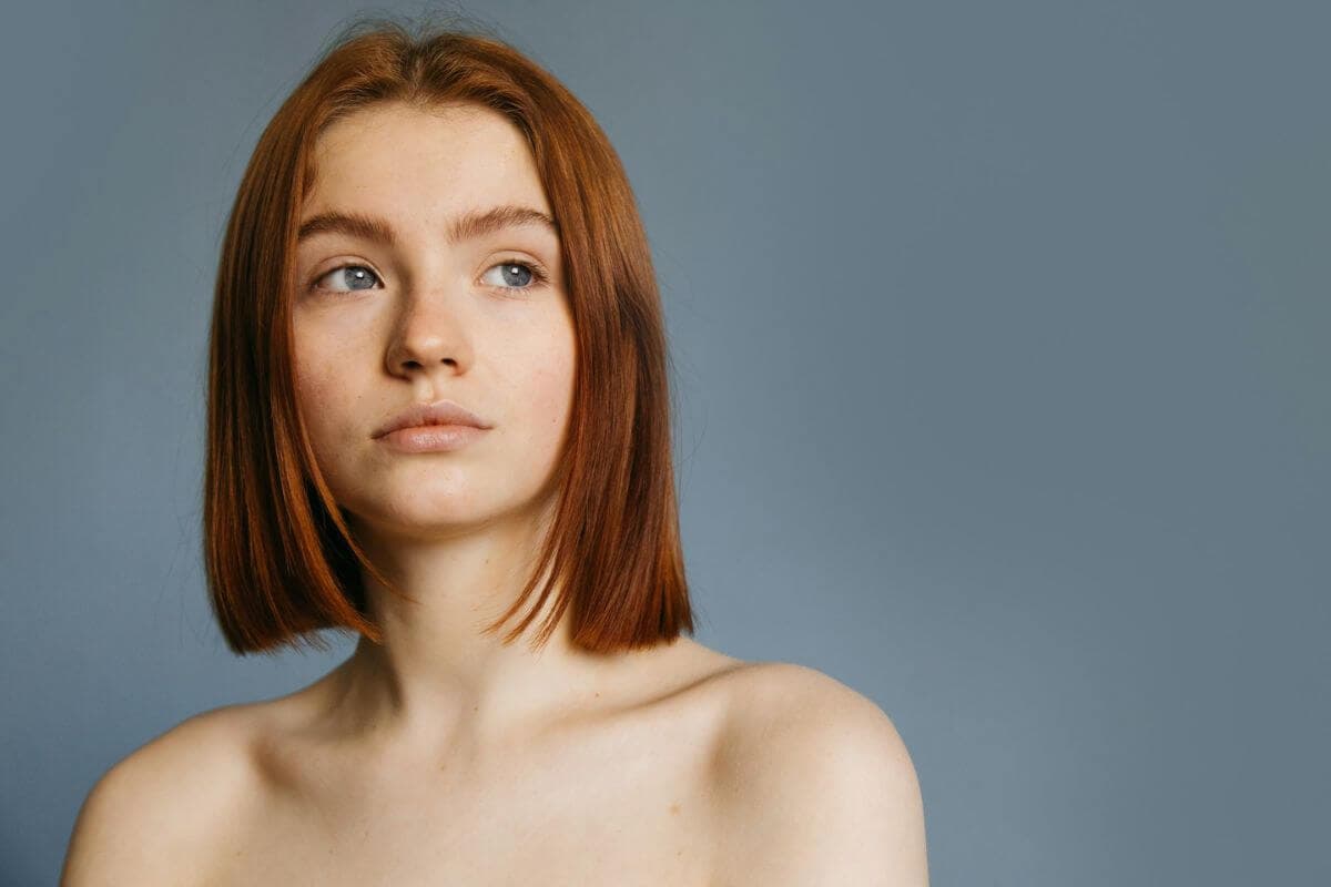 A woman with red hair